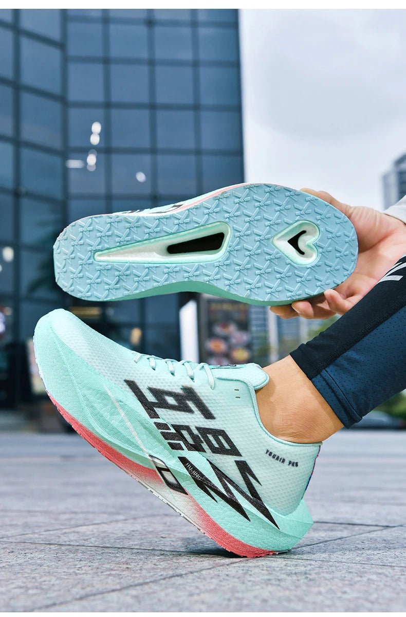 Chaussures de course pour homme, sportives, semelle en carbone, spécialisées, respirantes, légères, pour femme, confortables, athlétiques, antidérapantes, pour marathon
