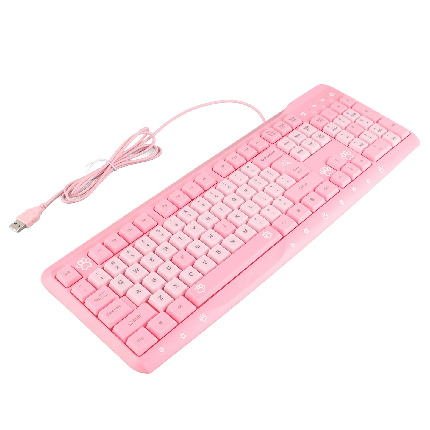104 Keys USB Wired Keyboard Ultra Thin Cute Cartoon Ergonomic Computer Keyboard Plug and Play for Home PC Laptops