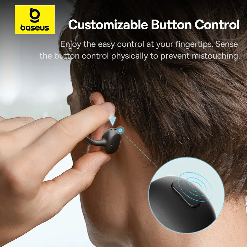 Baseus Bowie MC1 Ear Clip Wireless Earphones Bluetooth 5.4 Open-Ear Clip-On Sports Earbuds IP57 Waterproof AI Bass Ear Clip Headphones