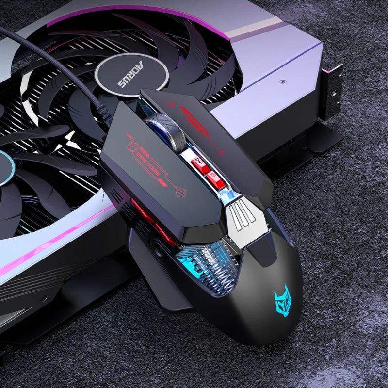 APAYADO T4 Wired Gaming Mouse 12800 DPI RGB Gaming Mouse with 1000Hz Polling Rate, Ultra-Light Cable, 60IPS Precision Mouse for PC & Laptop