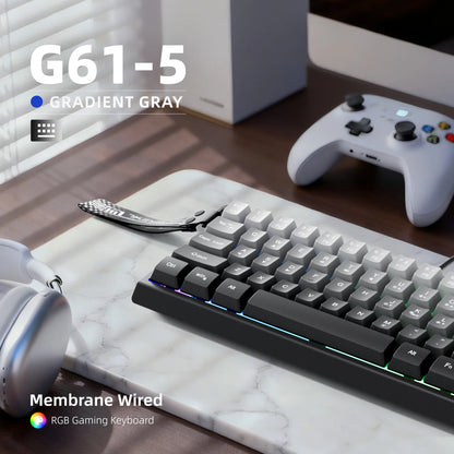 60% kompakte kabelgebundene Tastatur mit RGB-Hintergrundbeleuchtung und Keycaps mit Farbverlauf, geeignet für Windows-Tablets, Laptops und Gamer.