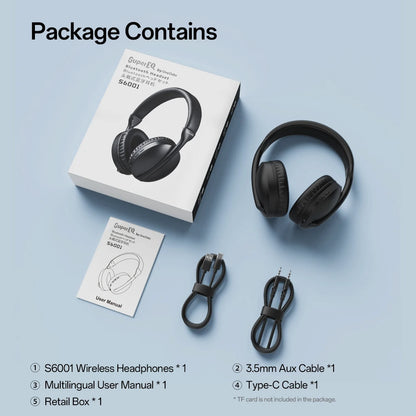 OneOdio SuperEQ S6001 Bluetooth Headphones Over-Ear Wireless HiFi Stereo Headphones with Bluetooth 5.3, TF Card, FM Radio & Microphone
