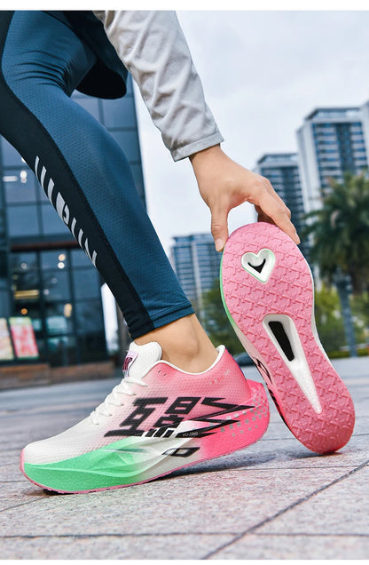Chaussures de course pour homme, sportives, semelle en carbone, spécialisées, respirantes, légères, pour femme, confortables, athlétiques, antidérapantes, pour marathon