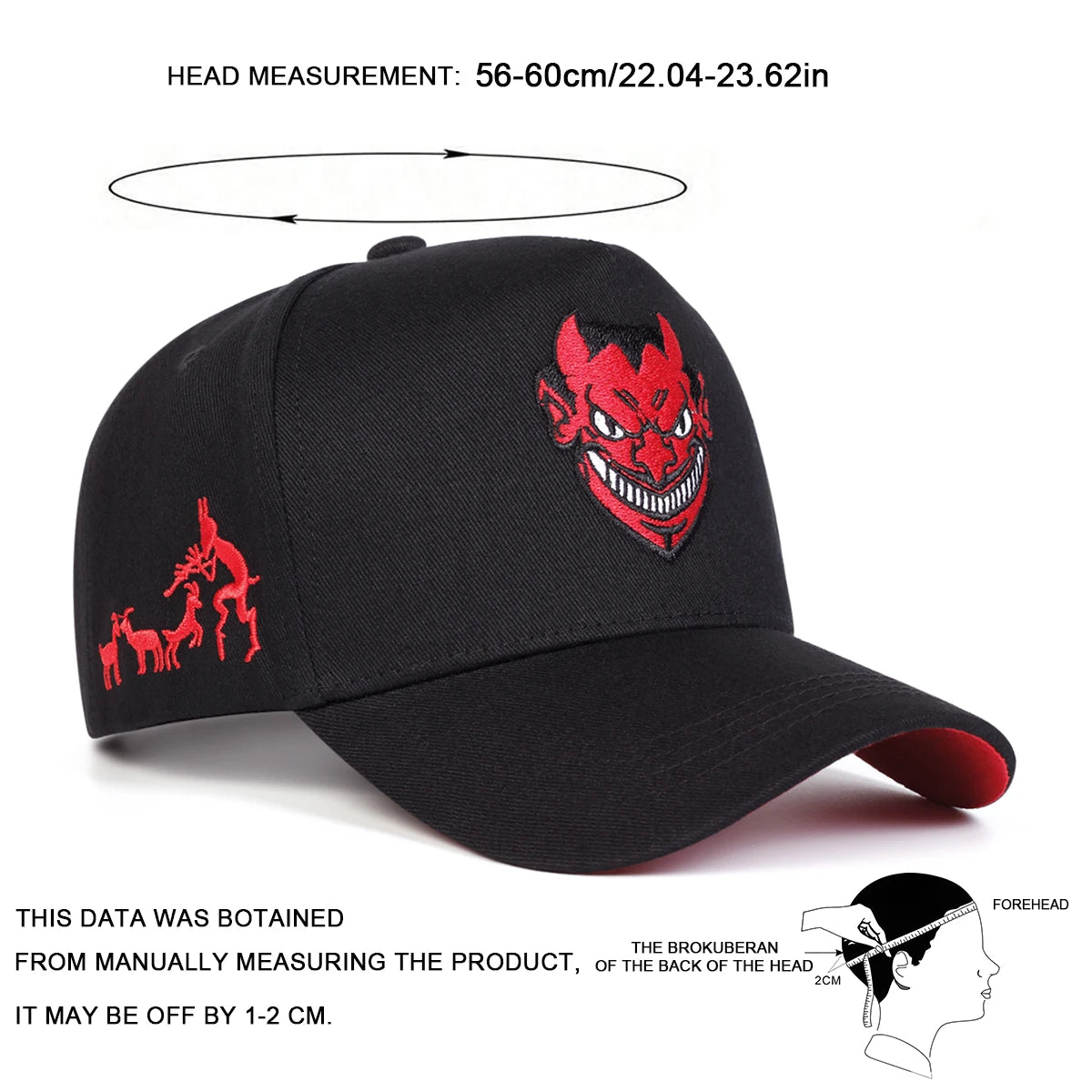 Cappellini da baseball unisex con ricamo "Devil" - Primavera/Autunno - Cappelli casual regolabili per attività all'aperto - Cappellino parasole - Cappellino sportivo