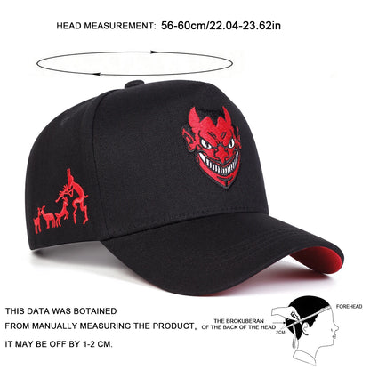 Cappellini da baseball unisex con ricamo "Devil" - Primavera/Autunno - Cappelli casual regolabili per attività all'aperto - Cappellino parasole - Cappellino sportivo