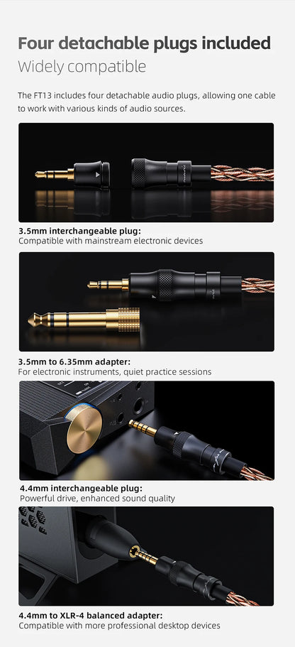FiiO FT13 Audiophile Closed-Back HiFi Wired Headphones – Hi-Res Audio Premium Studio-Grade Over-Ear Headset