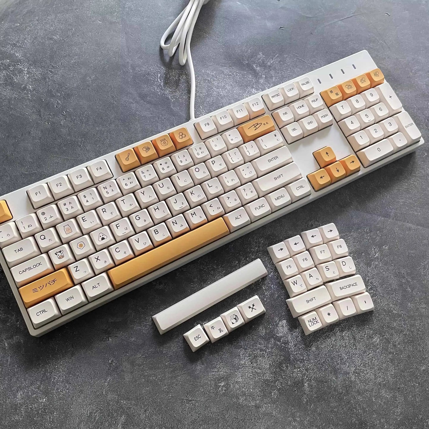 140 Keys Korean Japanese Russian Thailand Bee Milk Keycap XDA Profile PBT Keycaps For MX Switch Mechanical Keyboard DIY Custom