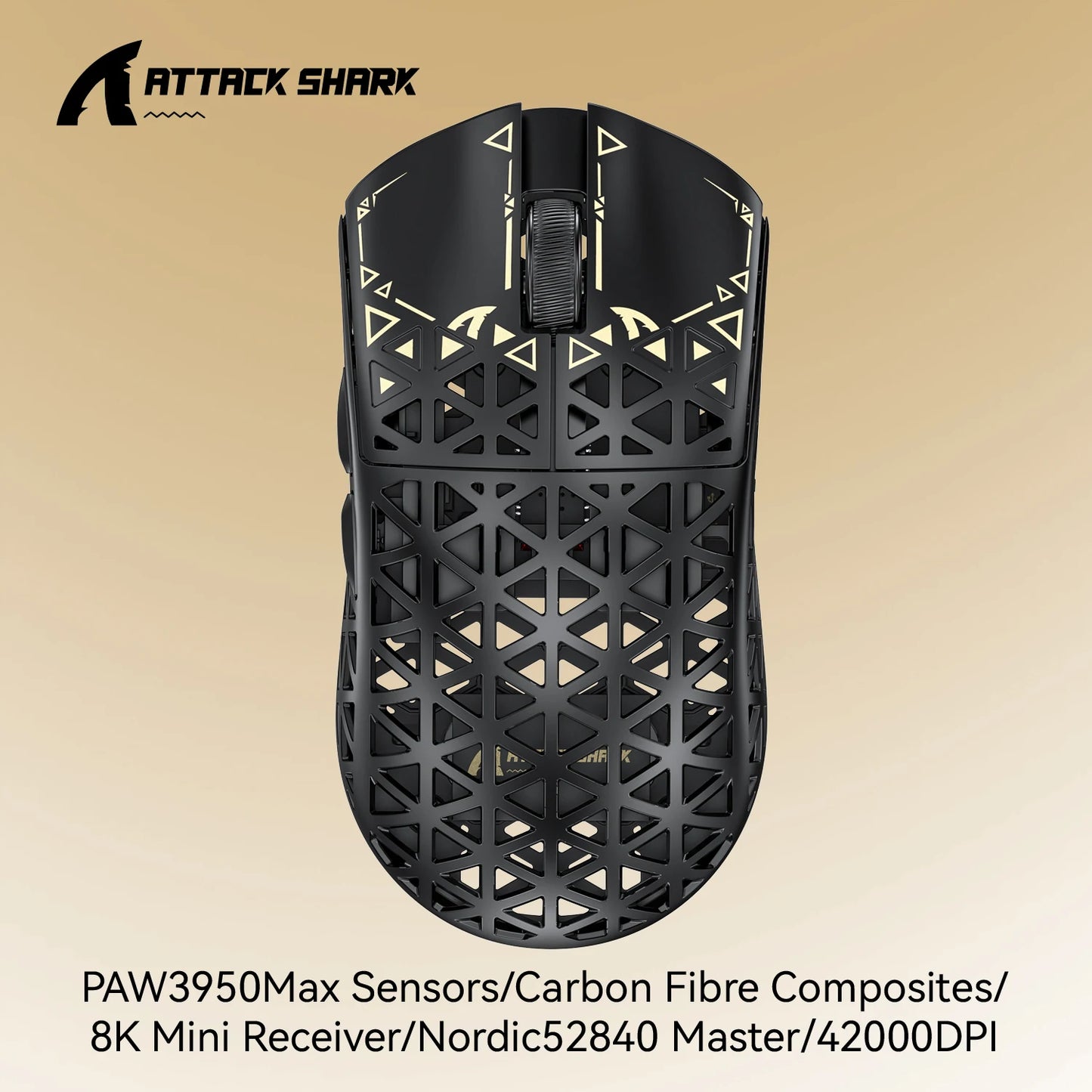 ATTACK SHARK R5 Ultra Wireless Gaming Mouse Tri-Mode, Carbon Fiber, PAW3950MAX Sensor, 8K 8000Hz Polling Rate, 42000 DPI Gaming Mouse