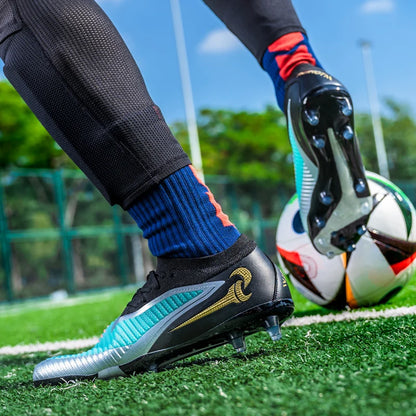 Męskie buty piłkarskie do sportu na świeżym powietrzu dla chłopców, z długimi kolcami, antypoślizgowe, oddychające, do meczów i treningów, buty piłkarskie dla dorosłych, wygodne
