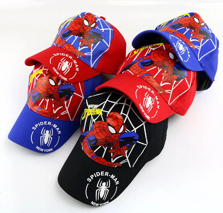 Figurka z anime Marvela Spider-Man – czapka z daszkiem z motywem kreskówkowym, bawełna i poliester, czapka z daszkiem dla chłopców i dziewcząt, akcesoria do nakryć głowy, prezent urodzinowy dla dzieci