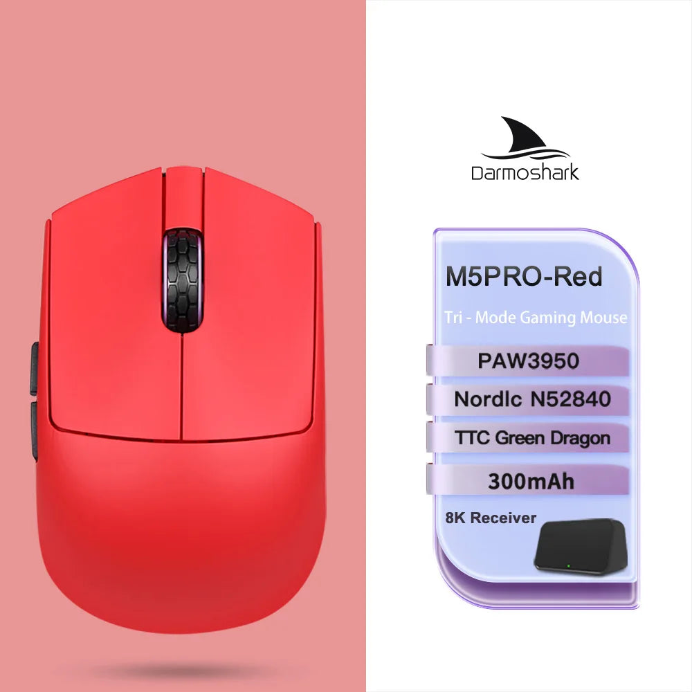 Darmoshark M5 Air Wireless Gaming Mouse Forged Carbon Fiber 30K DPI PAW3395 Sensor Lightweight Ergonomic Mouse for PC Gaming