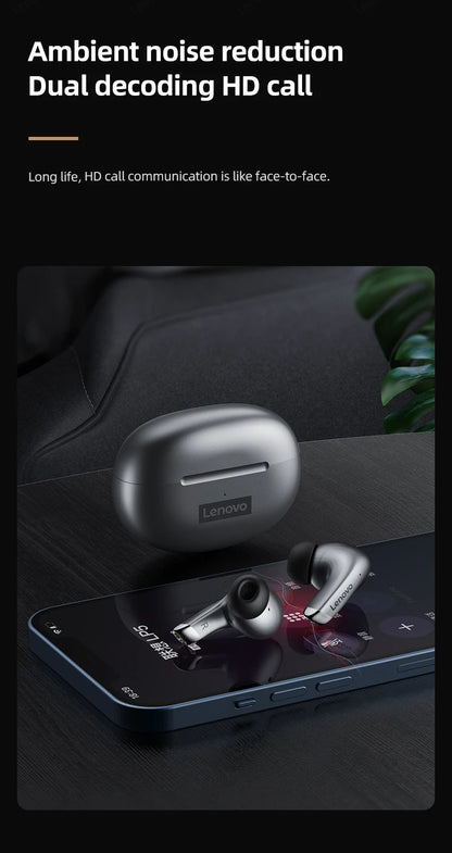 Lenovo LP5 TWS Wireless Bluetooth Earphones with Mic, Lenovo LP5 Gaming Earbuds Bluetooth 5.3 Headphones, Noise Cancelling Sports Earbuds with HD Calls & Charging Case