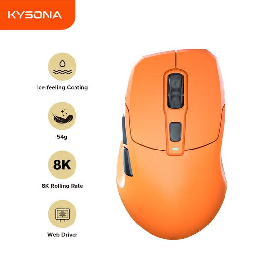 KYSONA Uranus PRO Wireless Gaming Mouse PAW3395, 26,000 DPI, 8KHz Polling Rate, Ultra-Lightweight Ergonomic Wireless Gaming Mouse for PC