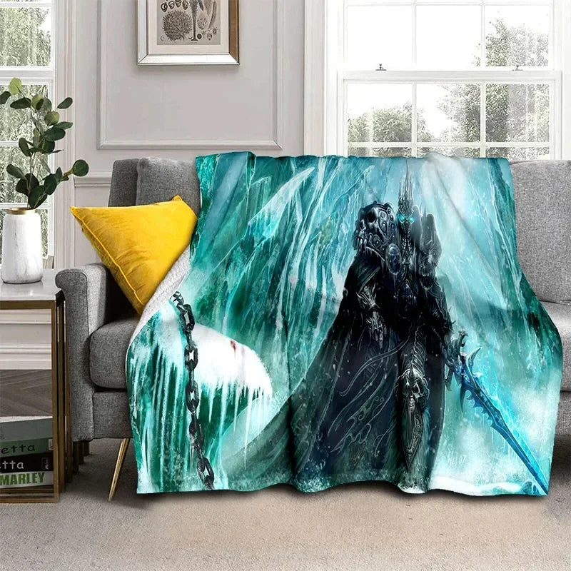 3D World of Warcraft Game WOW Lich King DH Blanket,Soft Throw Blanket for Home Bedroom Bed Sofa Picnic Travel Office Cover Kids