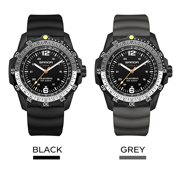 SANDA Luxury Men's Solar-powered Watch Creative Quartz Dial Luminous Hands Waterproof Sport Student Wristwatch Innovative Design