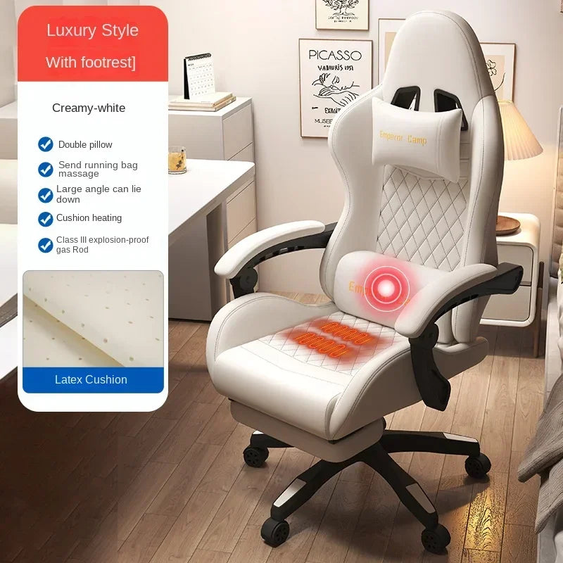 Hestora PU Leather Big and Tall Gaming Chair Ergonomic High Back Computer Chair with Footrest, Massage Lumbar Support, Adjustable Reclining Office Gaming Chair