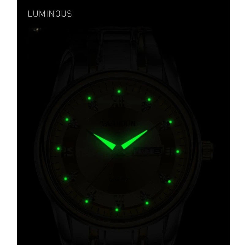Luxury ladies’ watch, quartz watch, digital wristwatch, water-resistant, with calendar and backlight; fashionable and professional style, also suitable for men.