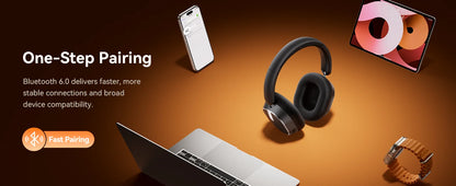 Active Noise Cancelling Headphones Bluetooth 6.0 Wireless Over-Ear Headphones with 120H Battery, 6-Mic ENC Calls, LED Power Display & Spatial Audio