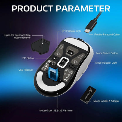 Attack Shark X3Pro bezdrôtová Bluetooth herná myš PixArt PAW3395 26000dpi optická myš s trojrežimovým pripojením a makrami