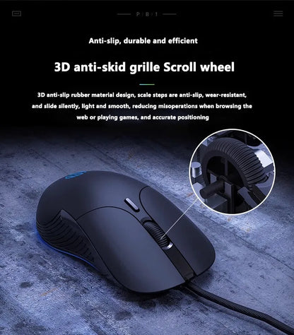 INPHIC B2 trådbunden USB-mus, tyst kontors- och gamingmus för PC och bärbara datorer