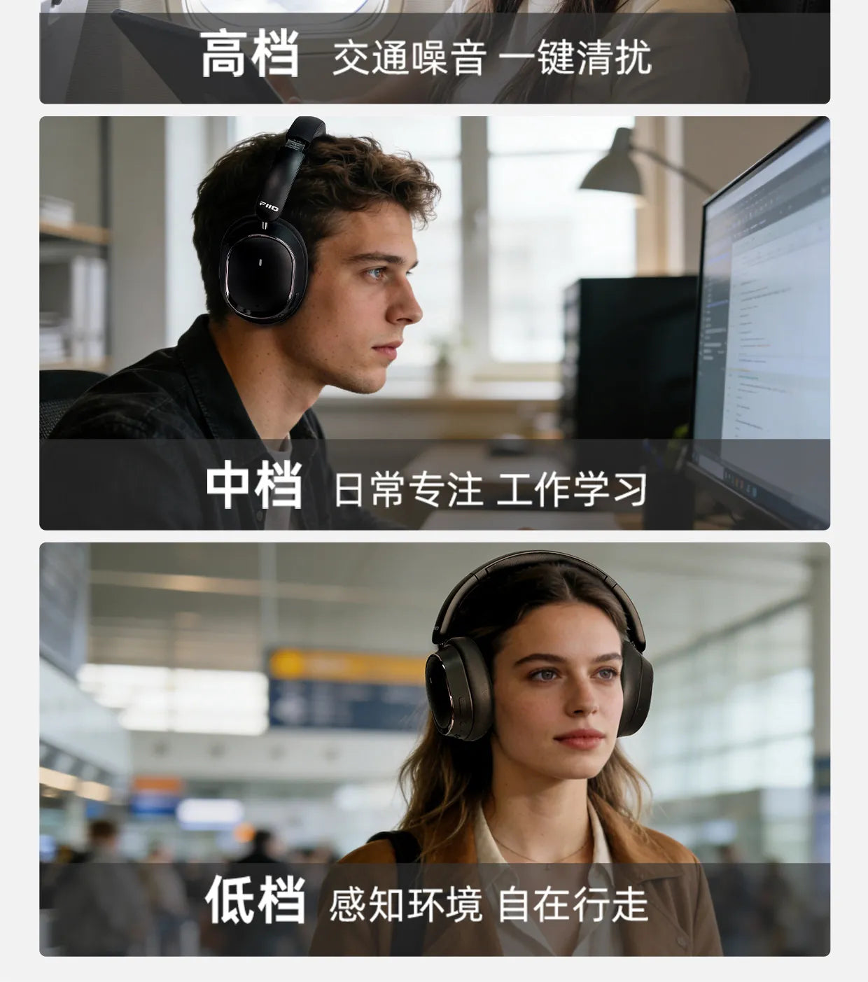 FiiO EH13 Wireless Bluetooth ANC Over-Ear Headphones – HiFi LDAC Noise Cancelling Gaming Headset with Deep Bass & Long Battery Life