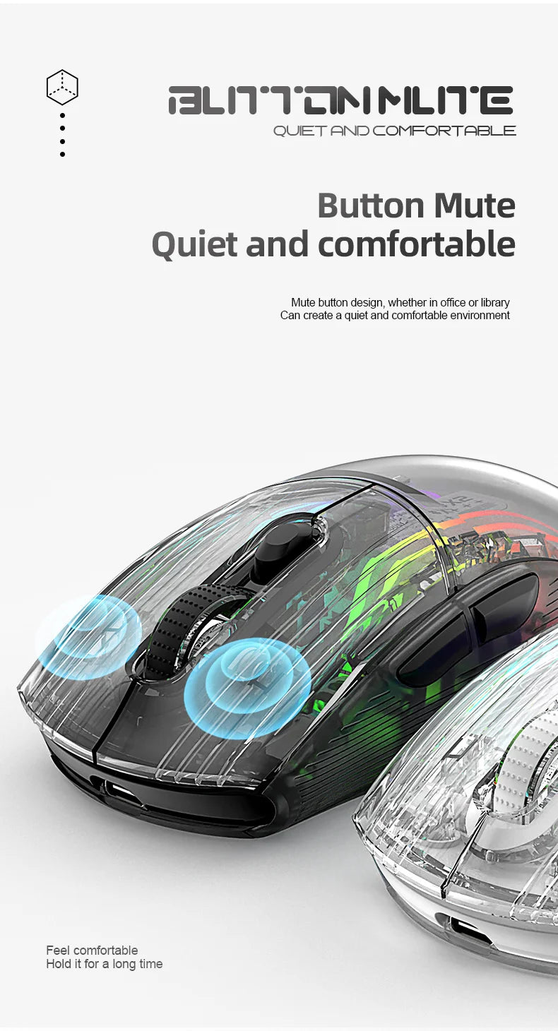 Attack Shark X2PRO Bluetooth Mouse Tri-Mode Wireless RGB Gaming Mouse with Magnetic Charging Dock, Transparent Design, Battery Indicator for PC, Laptop & Mobile
