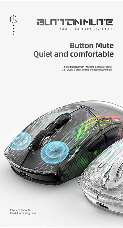 Attack Shark X2PRO Bluetooth Mouse Tri-Mode Wireless RGB Gaming Mouse with Magnetic Charging Dock, Transparent Design, Battery Indicator for PC, Laptop & Mobile