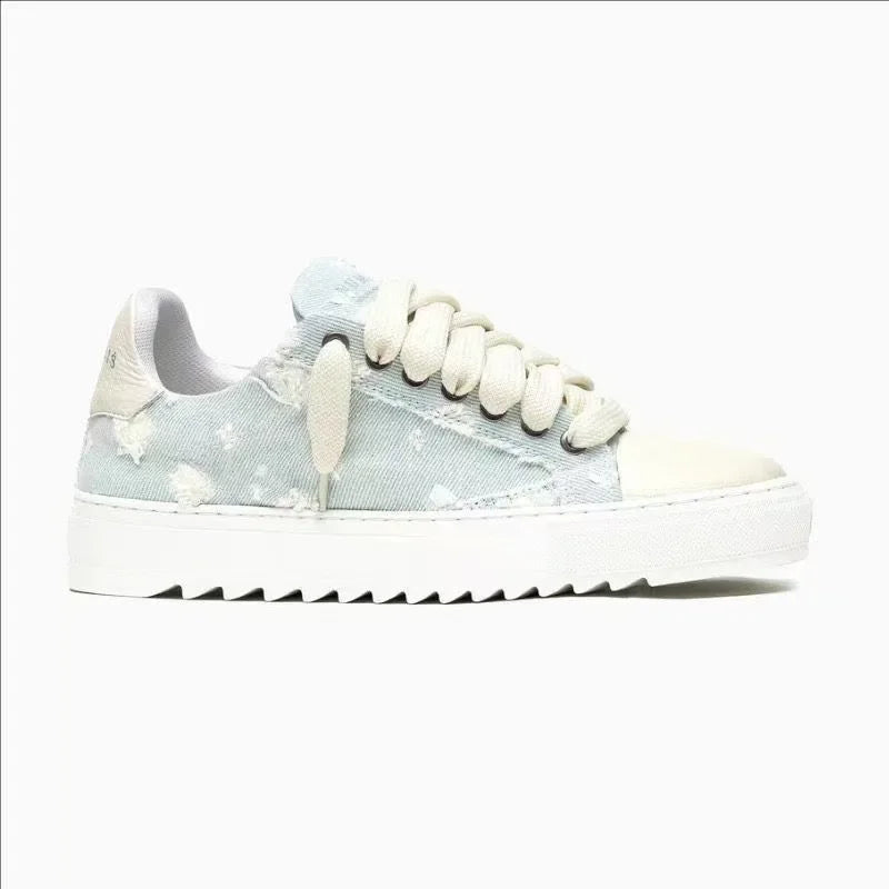 Chaussures de skate décontractées et respirantes pour hommes, semelle épaisse, baskets de sport polyvalentes, en toile grise denim imprimée, style spray, chaussures en toile