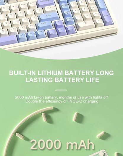 AULA S99 Keyboard 3-Mode Wireless Bluetooth Wired RGB Ergonomic 99-Key Typing Mute Gaming Keyboard Custom PC Accessories Gifts