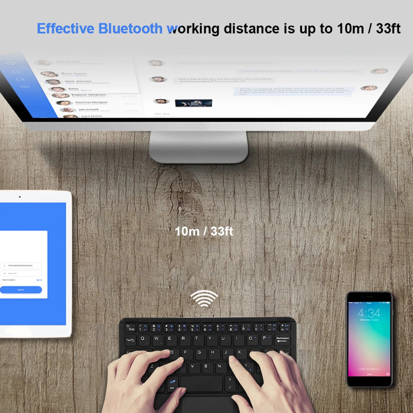 Professional UltraSlim Mini Wireless Bluetooth Keyboard with Touchpad Compact Ergonomic Responsive for Windows PC Android Tablet