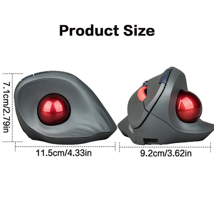 JOMAA Wireless Trackball Mouse, Ergonomic Vertical Rechargeable Bluetooth Trackball Mouse with USB Receiver, Silent Click, Multi-Device Mouse for Windows, Mac & Android