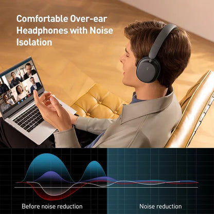 Auriculares inalámbricos Bluetooth 5.3 circumaurales Baseus – Diafragma HiFi de 40mm, auriculares plegables con 70H de reproducción y audio espacial