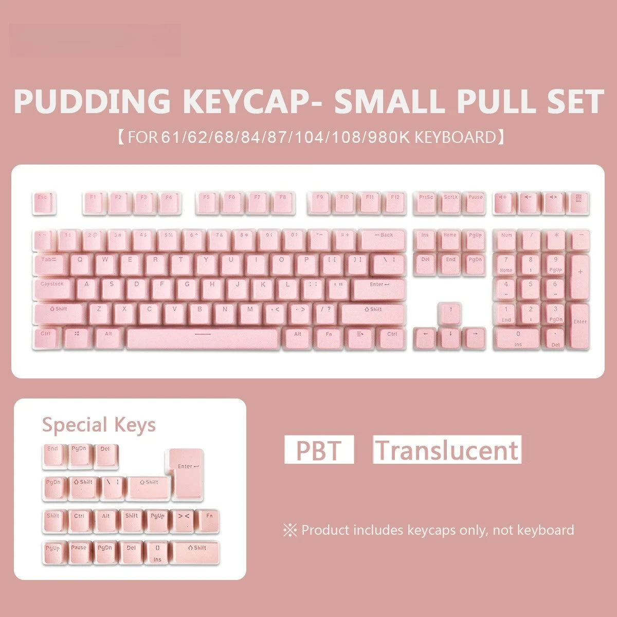 129 Keys PBT Double Shot ISO Layout Keycap Pudding Keycaps For Mx Switch Mechanical Keyboard OEM Profile RGB backlit Key Caps