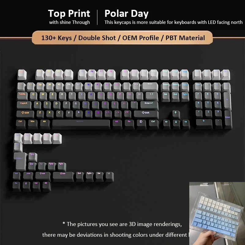 133+ Tasten OEM-Profil Gradient-Keycaps für mechanische Gaming-Tastatur mit Cherry MX Switch, PBT, hintergrundbeleuchtet, RGB-Keycap, ISO-Layout Keycaps