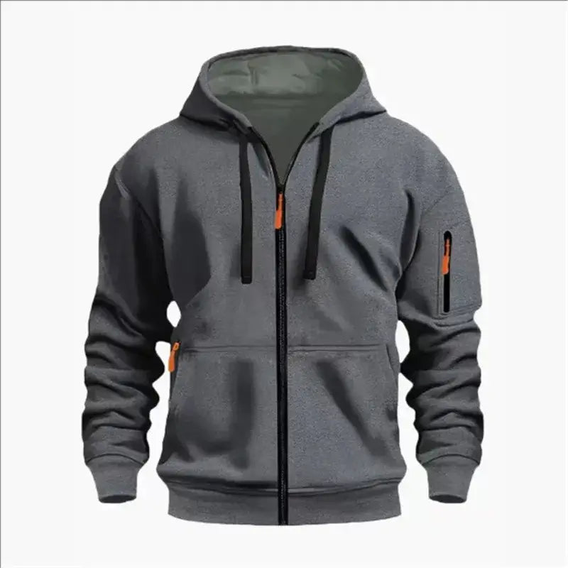 Men's Sweatshirts with Zipper Pockets Thin Solid Color Half Tracksuit Casual Outdoor Hooded Tracksuit Long Sleeves Jacket Coats, produit gaming premium Fraquane