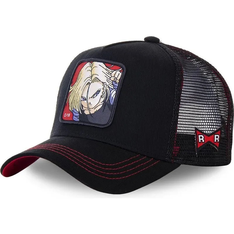 Cappellino da viaggio estivo Dragon Ball Buu Goku per uomo, con visiera, ricamo, stile hip-hop, visiera parasole, regolabile, in rete, tipo "trucker"