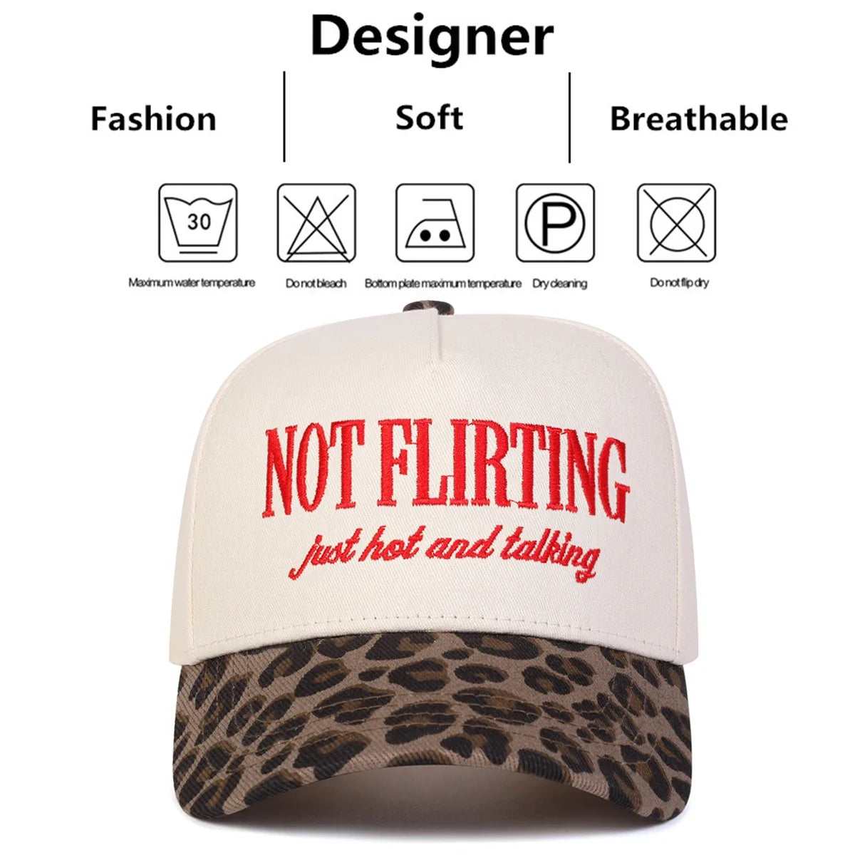 Unisex NOT FLIRTING Letter Embroidery Baseball Caps Spring Autumn Outdoor Adjustable Casual Hats Sunscreen Hat Sports Cap