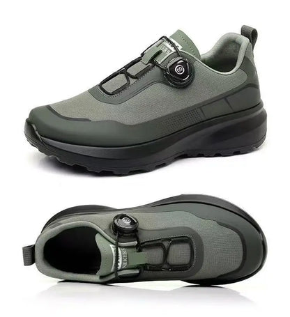 Chaussures de course décontractées noires pour hommes, bouton rotatif, antidérapantes, semelle épaisse, baskets d'extérieur