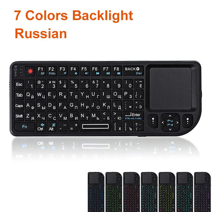 A8 Mini Wireless Keyboard 2.4G RF Backlit Touchpad Russian English Keyboard For MacBook iPad PC Tablet USBRechargeable Air Mouse