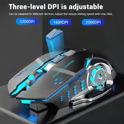 Uppladdningsbar trådlös gamingmus – tyst Bluetooth/USB, RGB-belysning, e-sport för PC