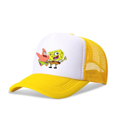Niedliche SpongeBob-Baseballkappe – Anime, rund, für Kinder, Jungen, Mädchen, Erwachsene – Sport, Freizeit, Sonnenschutz, verstellbar, Film, Cartoon, Schirmmütze aus Netzstoff