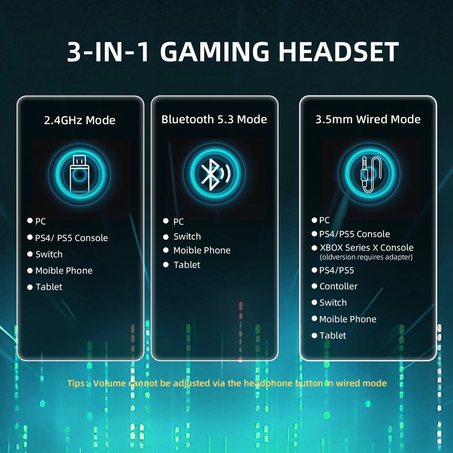 Auriculares gaming ATTACK SHARK L80PRO 3 en 1 – Auriculares Bluetooth inalámbricos de baja latencia con doble micrófono, sonido Hi-Fi de 40mm y conexión estable