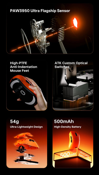 ATK Blazing Sky Z1 Series Wireless Gaming Mouse 8K, PAW3950 Ultra, Dual Mode, Lightweight Esports Mouse with Low Latency