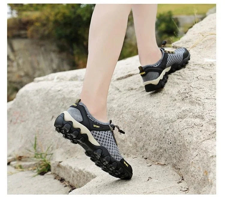 Chaussures de sport en maille pour homme, été : chaussures de mode pour l'alpinisme, respirantes, légères, antidérapantes, pour le plein air, les voyages, la course à pied et le quotidien