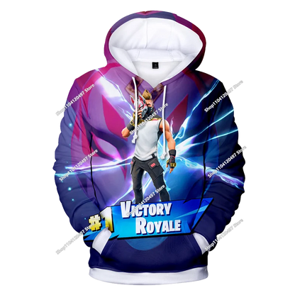 Sweatshirt com capuz Fortnite 3D com estampagem digital, folgado e confortável, novidade de outono