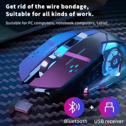Uppladdningsbar trådlös gamingmus – tyst Bluetooth/USB, RGB-belysning, e-sport för PC