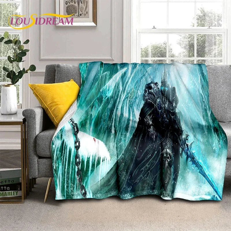 3D World of Warcraft Game WOW Lich King DH Blanket,Soft Throw Blanket for Home Bedroom Bed Sofa Picnic Travel Office Cover Kids