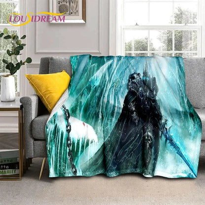 3D World of Warcraft Game WOW Lich King DH Blanket,Soft Throw Blanket for Home Bedroom Bed Sofa Picnic Travel Office Cover Kids