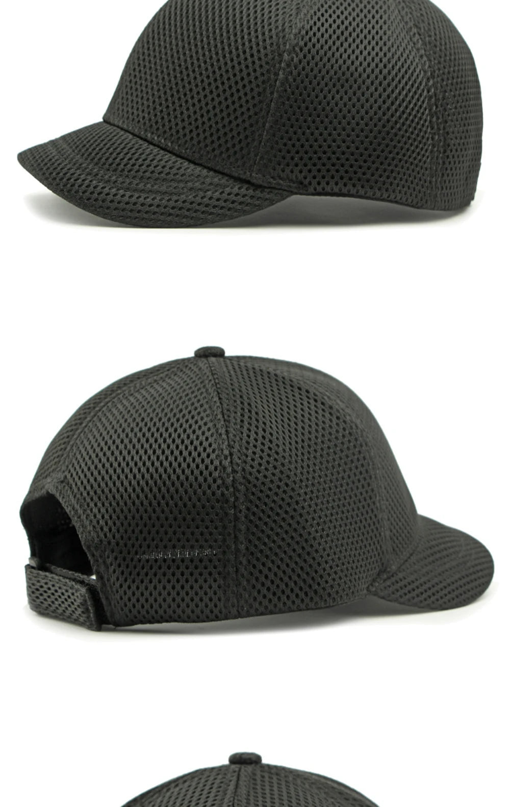 HT4828 Casquette de baseball à visière courte de 5 cm pour homme, 6 panneaux, en maille respirante, style « trucker », pour hommes et femmes, unie, à fermeture à pression