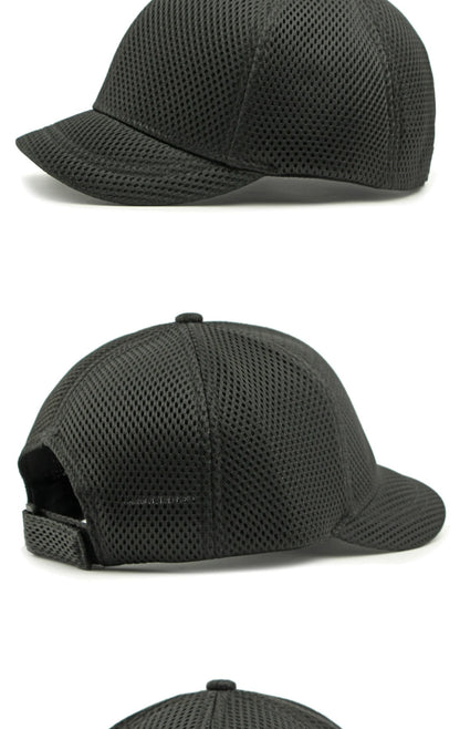 HT4828 Casquette de baseball à visière courte de 5 cm pour homme, 6 panneaux, en maille respirante, style « trucker », pour hommes et femmes, unie, à fermeture à pression